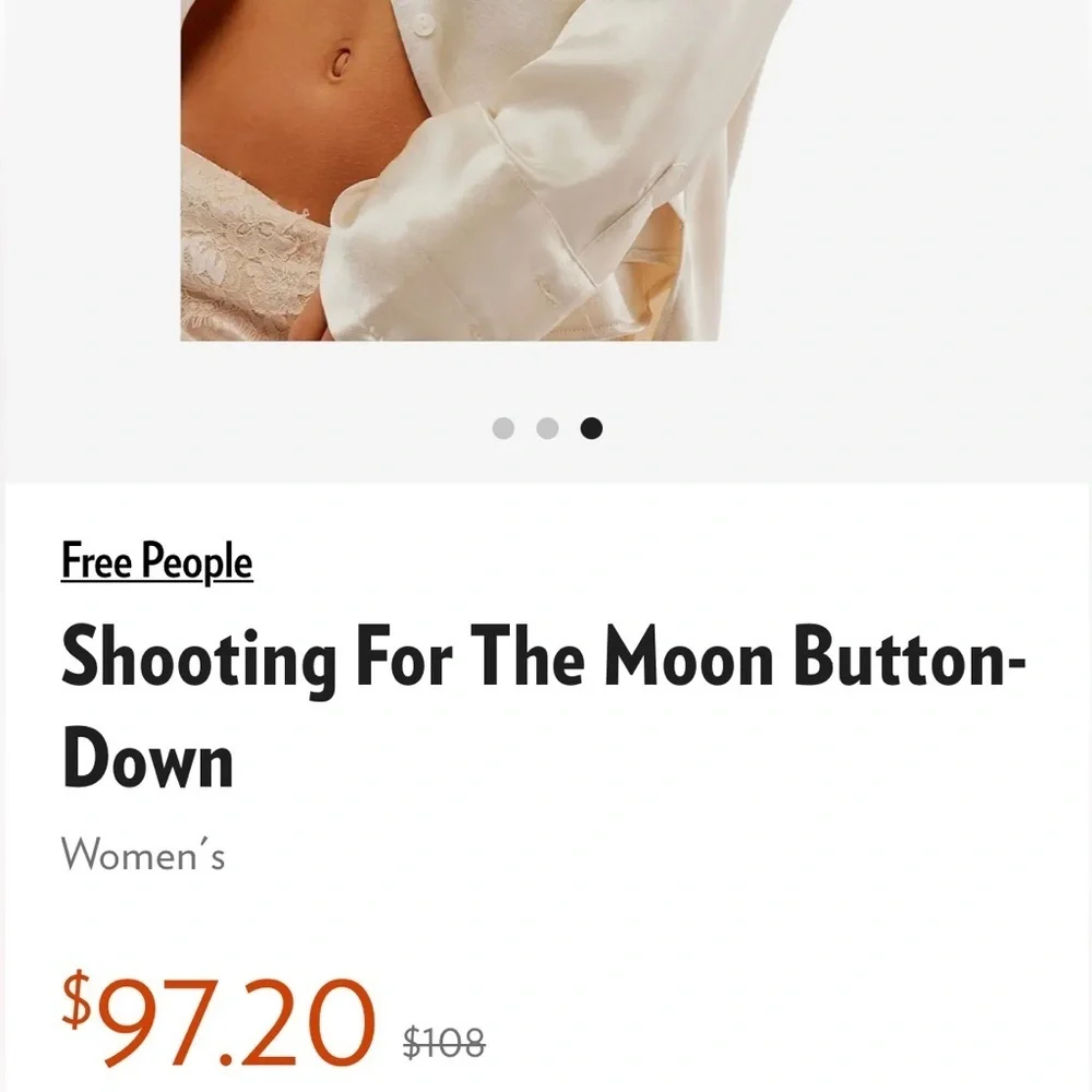 EUC Free People Shooting For The Moon Satiny Button Front Top Champagne Small
